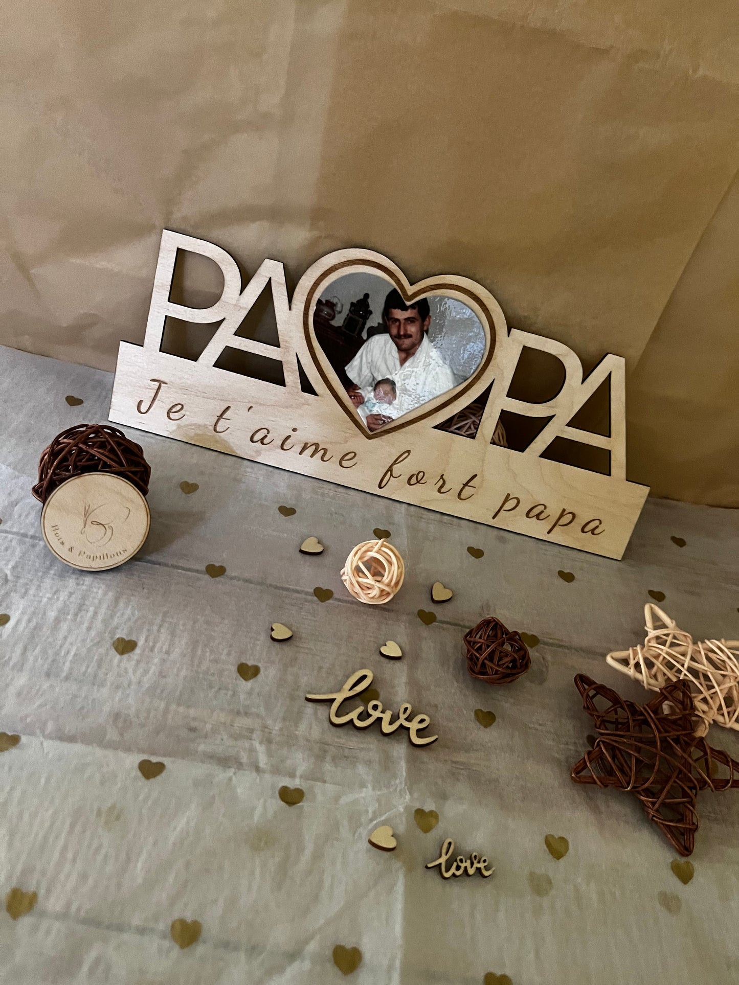 Cadre photo personnalisé Papa en bois