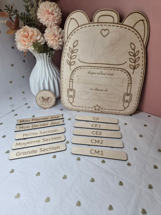 Plaque Rentrée Scolaire : Thème Sac à Dos