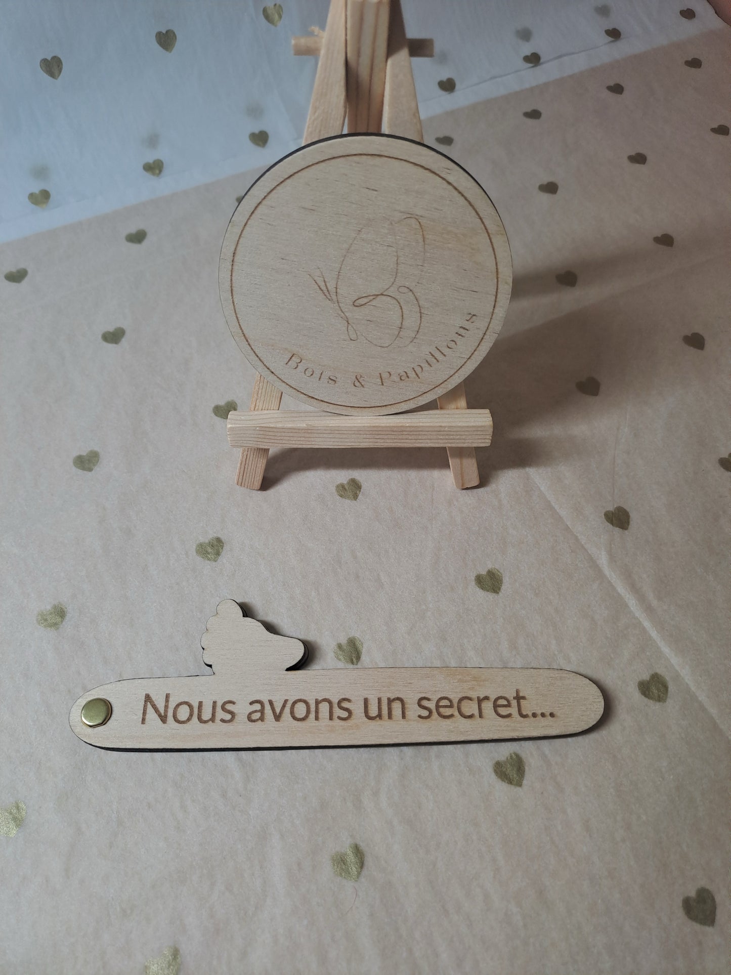 Test de grossesse en bois personnalisé - Annonce grossesse