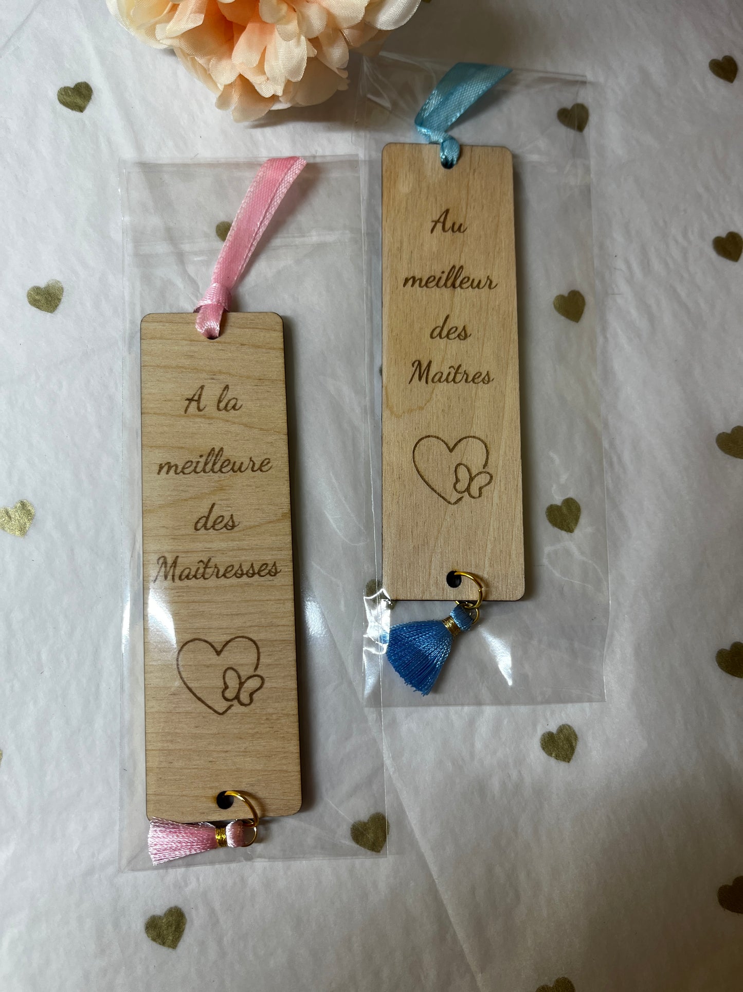 Marque-page en bois : Maître et Maîtresse