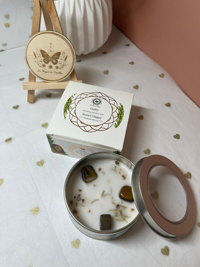 Bougie Aromathérapie et Pierre Naturelle
