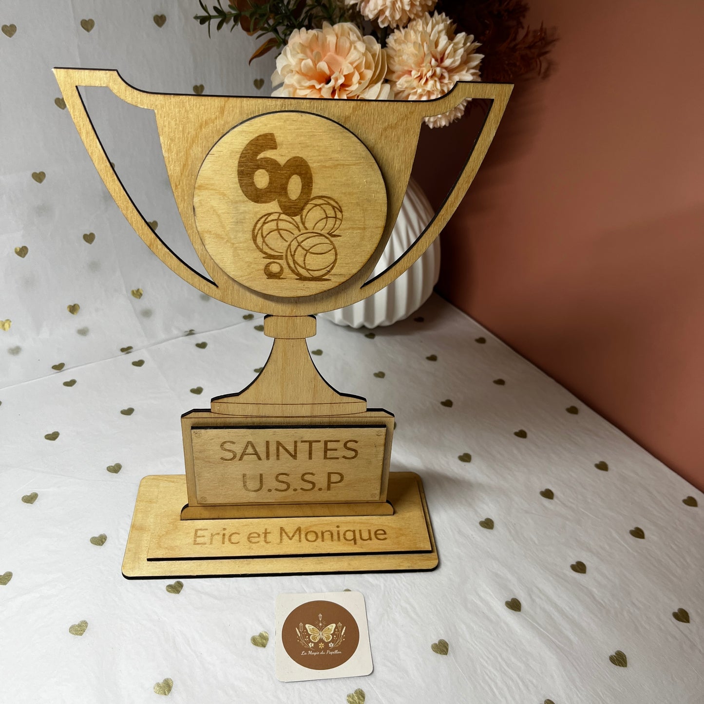 Trophée en bois personnalisé