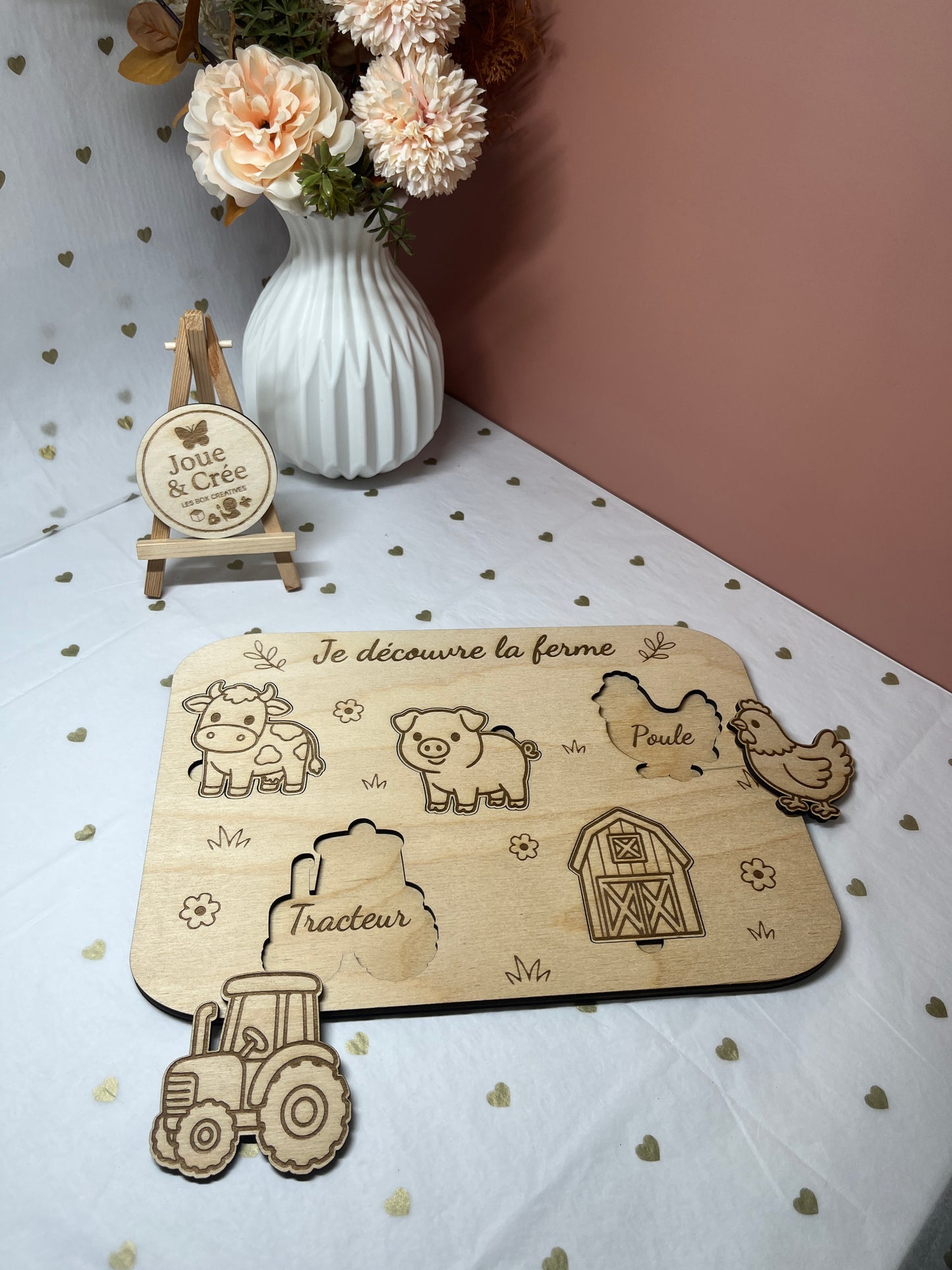 Puzzle Montessori en bois "Je découvre la ferme"