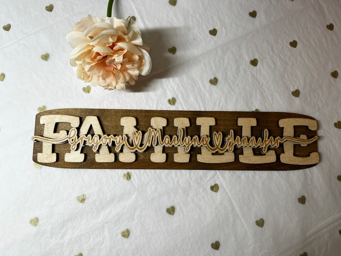 Plaque Décorative "Famille" Personnalisée en Bois