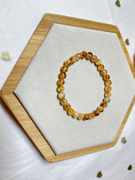Bracelet Citrine Chauffée (6mm) : Abondance & Énergie Solaire