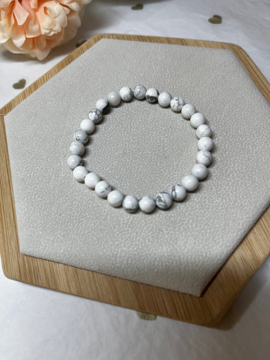 Bracelet Howlite Blanche (6mm) : Apaisement Mental & Sommeil Réparateur