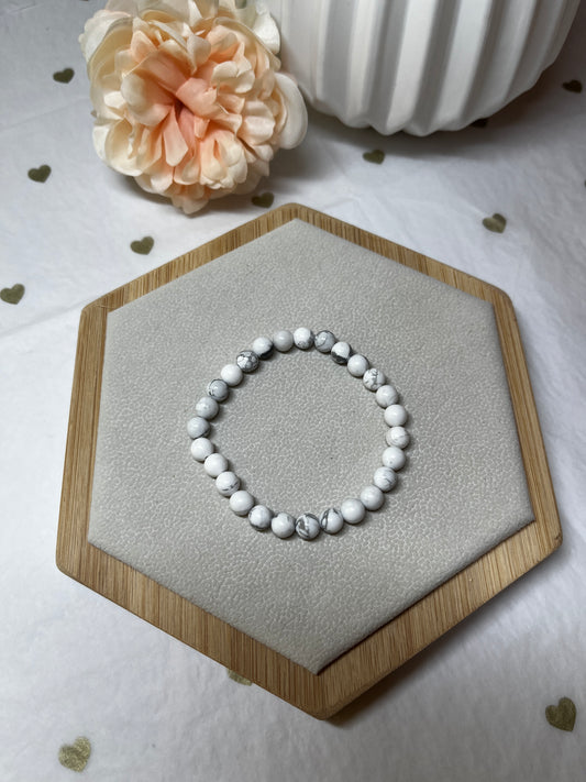 Bracelet Howlite Blanche (6mm) : Apaisement Mental & Sommeil Réparateur