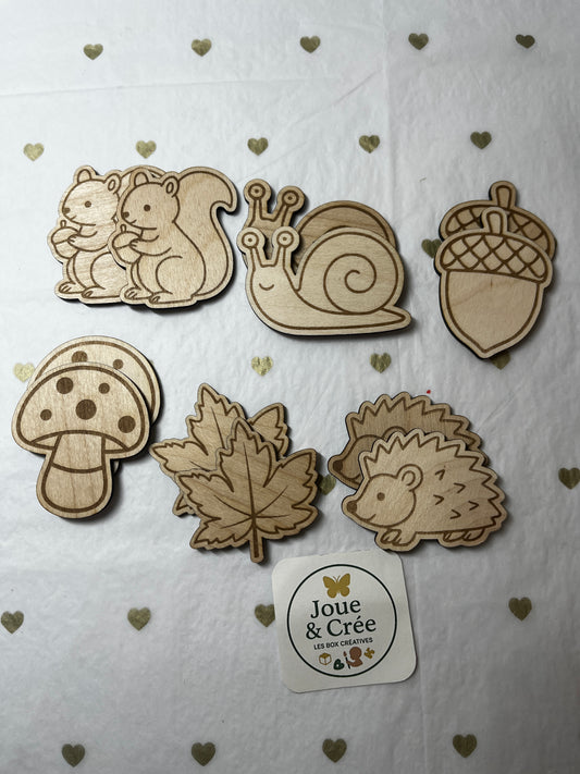 Formes d’automne à trier, Kit de 12 pièces en bois