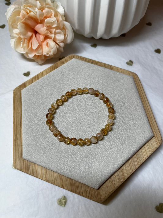 Bracelet Citrine Chauffée (6mm) : Abondance & Énergie Solaire