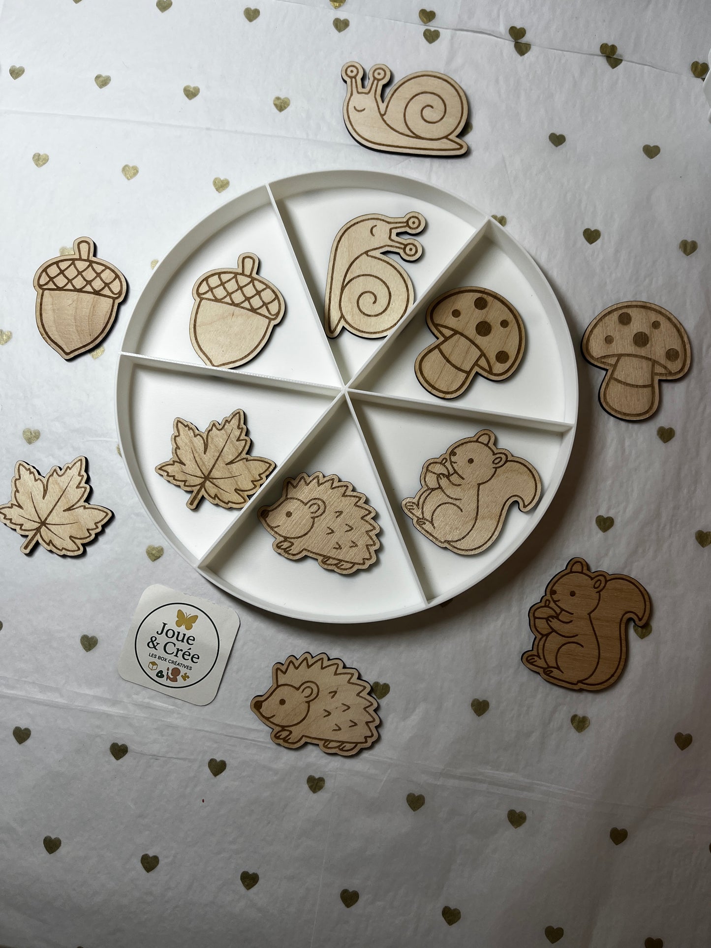 Formes d’automne à trier, Kit de 12 pièces en bois