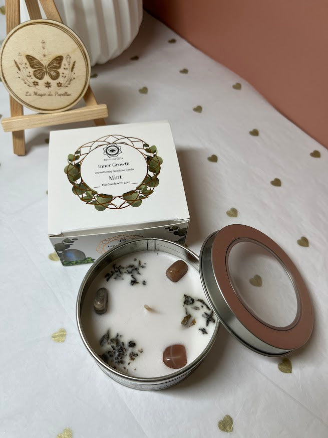Bougie Aromathérapie et Pierre Naturelle