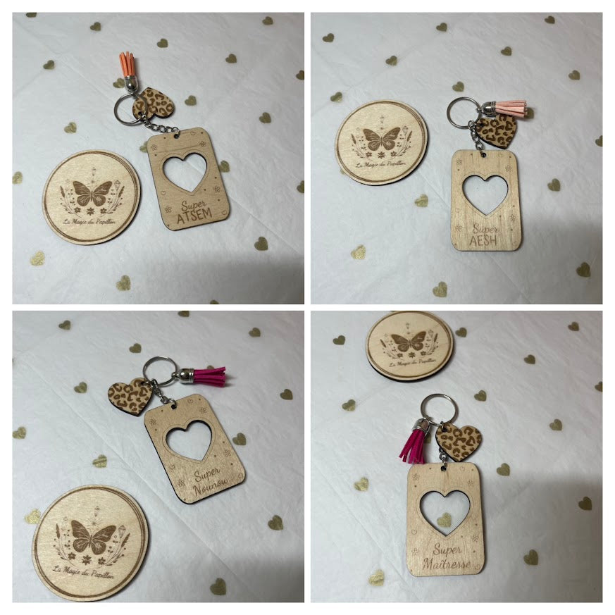 Porte-clés en bois gravé personnalisé