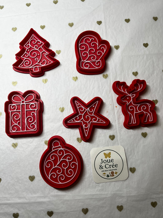 Kit « Noël Magique » 6 emporte-pièces doubles(découpe + embossage)