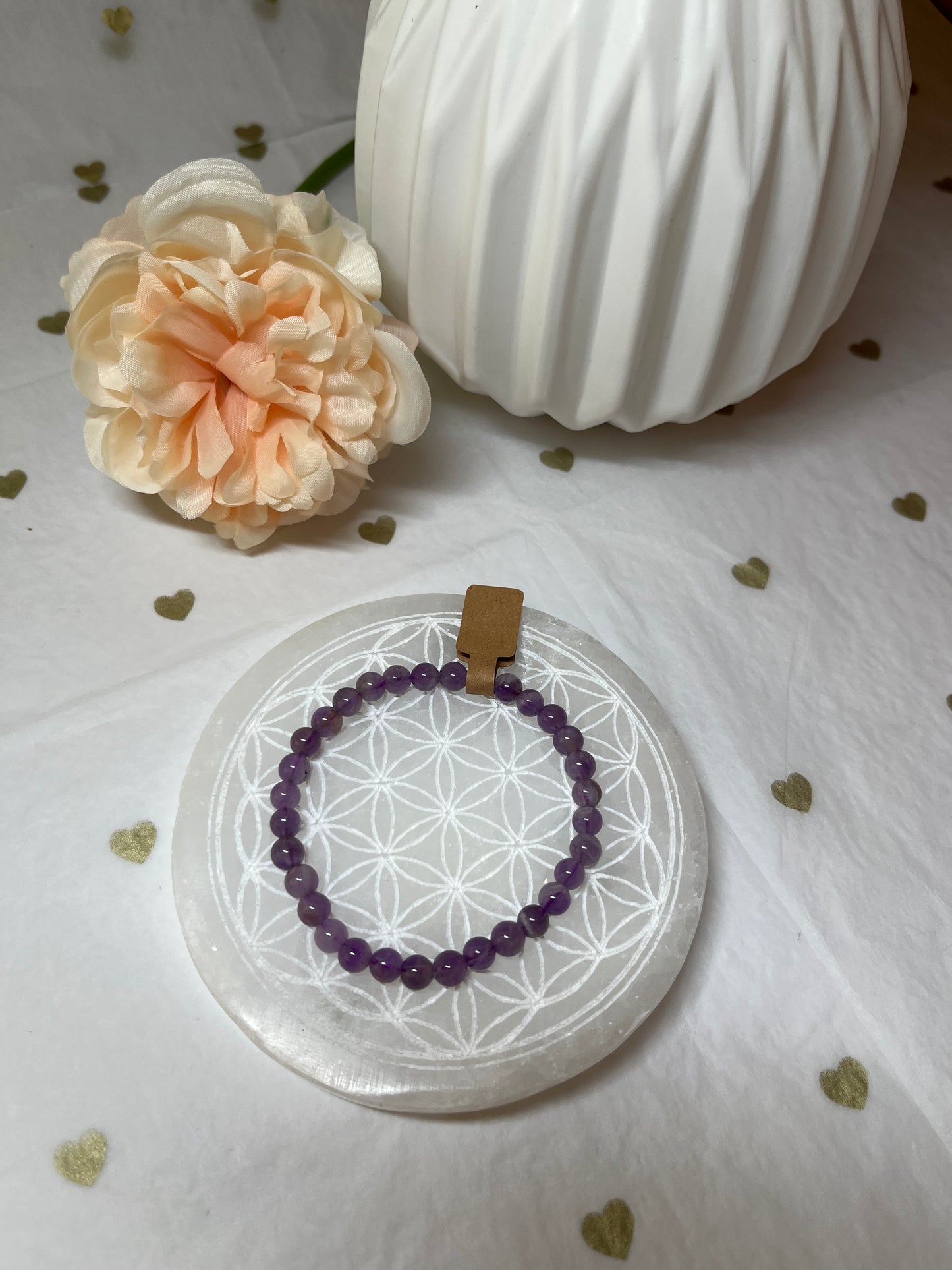Plaque en Sélénite Fleur de Vie ( 10cm) : Purification & Rechargement
