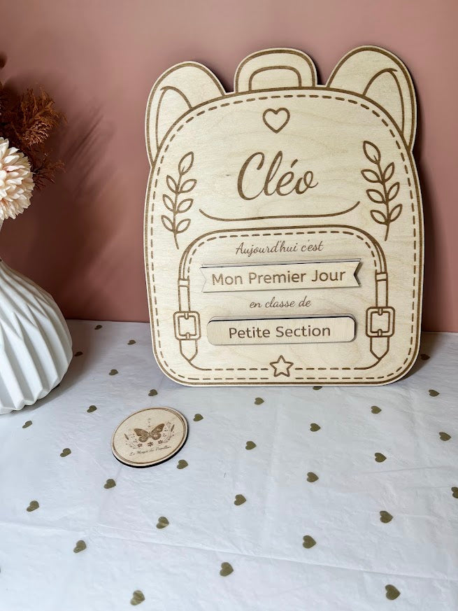 Plaque Rentrée Scolaire : Thème Sac à Dos