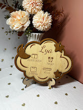 Plaque de naissance en bois : Modèle « Nuage » personnalisée