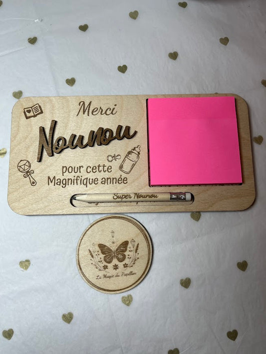 Porte-bloc et range-crayon en bois personnalisé