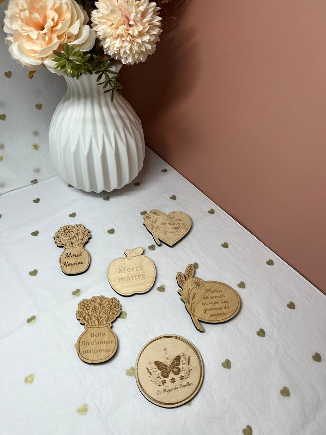 Aimant en bois gravé personnalisé