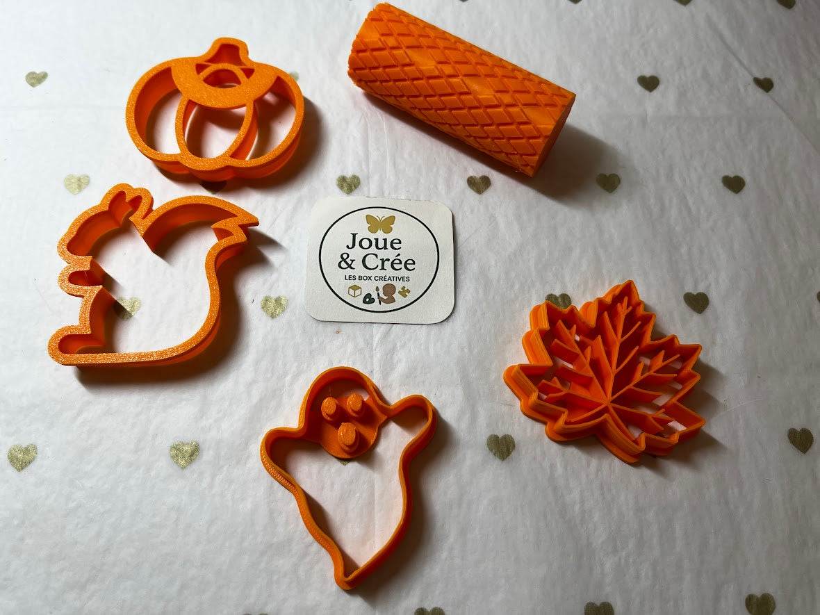 Kit “Automne magique” 4 emporte-pièces + 1 rouleau texturé