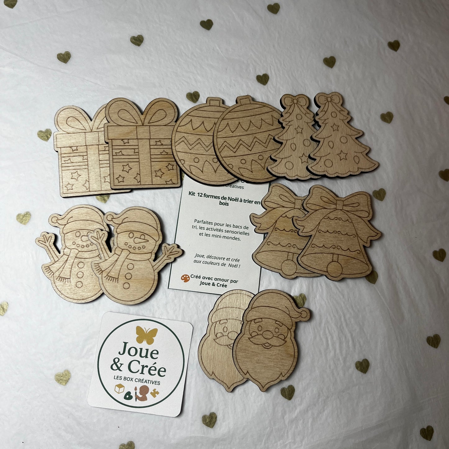 Formes de Noël à trier, Kit de 12 pièces en bois