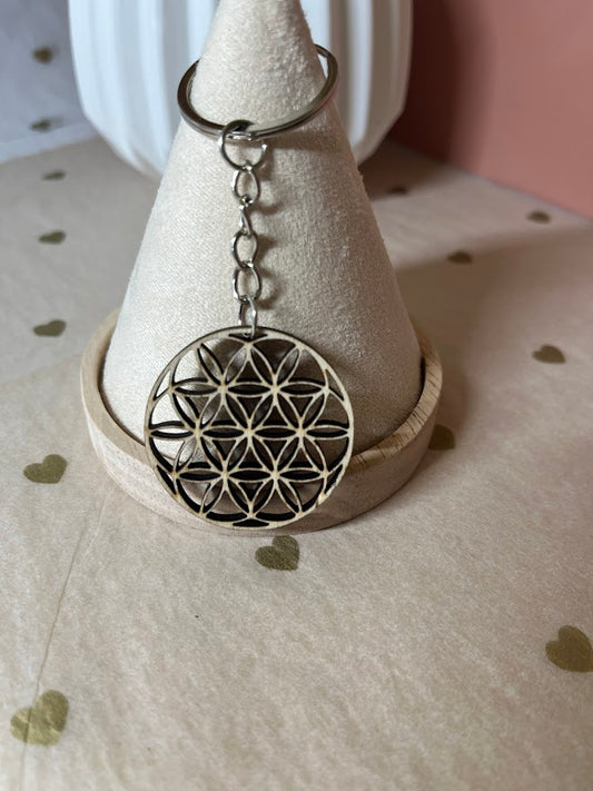 Porte-clés Fleur de Vie en bois : Création artisanale