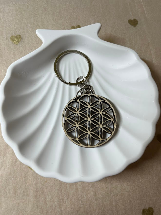 Porte-clés Fleur de Vie en bois : Création artisanale