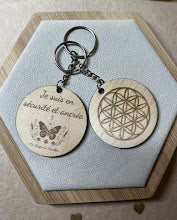 Porte-clés Fleur de Vie et Mantra en bois :  Création artisanale