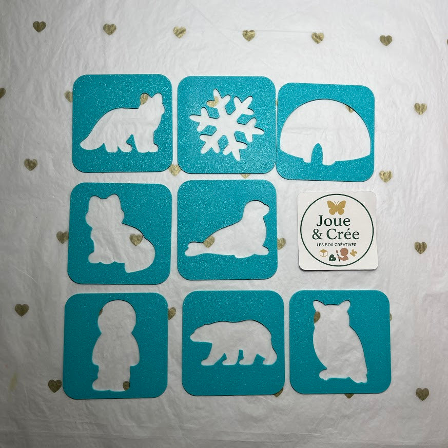 Lot de 8 pochoirs “Monde Polaire"