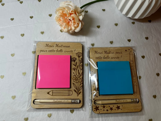 Porte-bloc et crayon en bois personnalisé