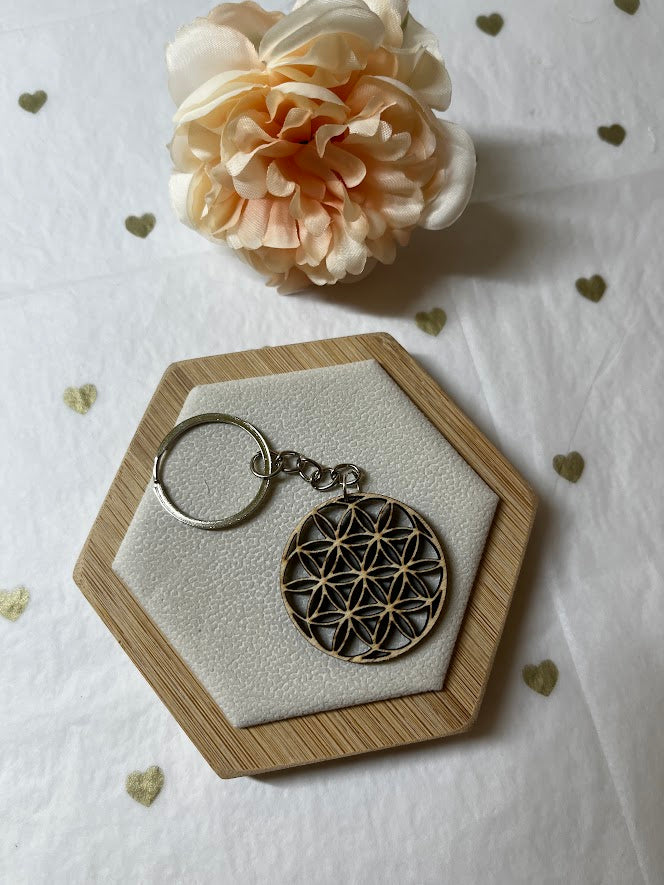 Porte-clés Fleur de Vie en bois : Création artisanale