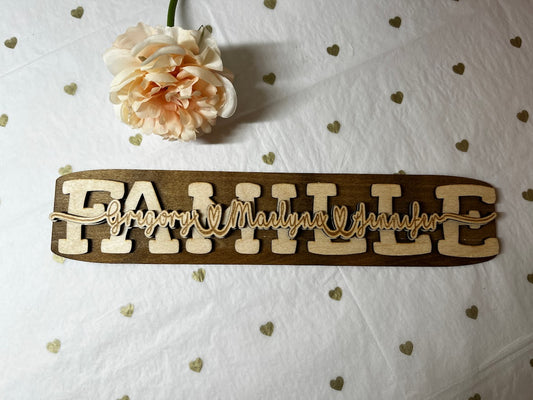 Plaque Décorative "Famille" Personnalisée en Bois