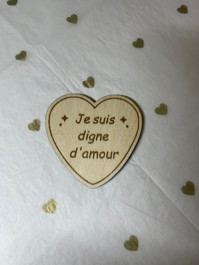 Aimant en bois Mantra positif