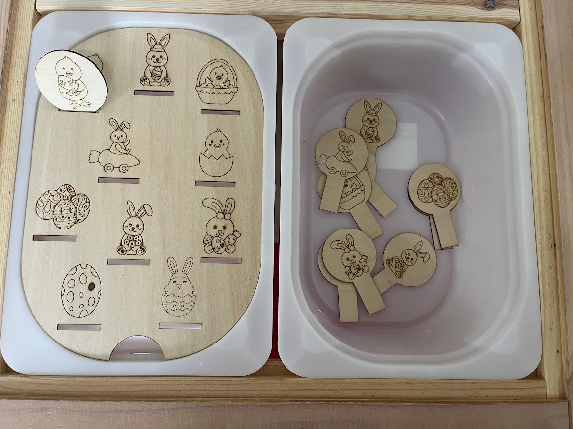 Insert Pâques en bois : petit bac trofast