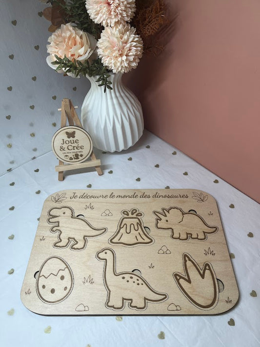 Puzzle Montessori en bois "Je découvre les Dinosaures"