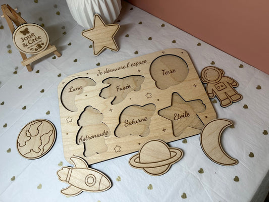 Puzzle Montessori en bois "Je découvre l’espace"