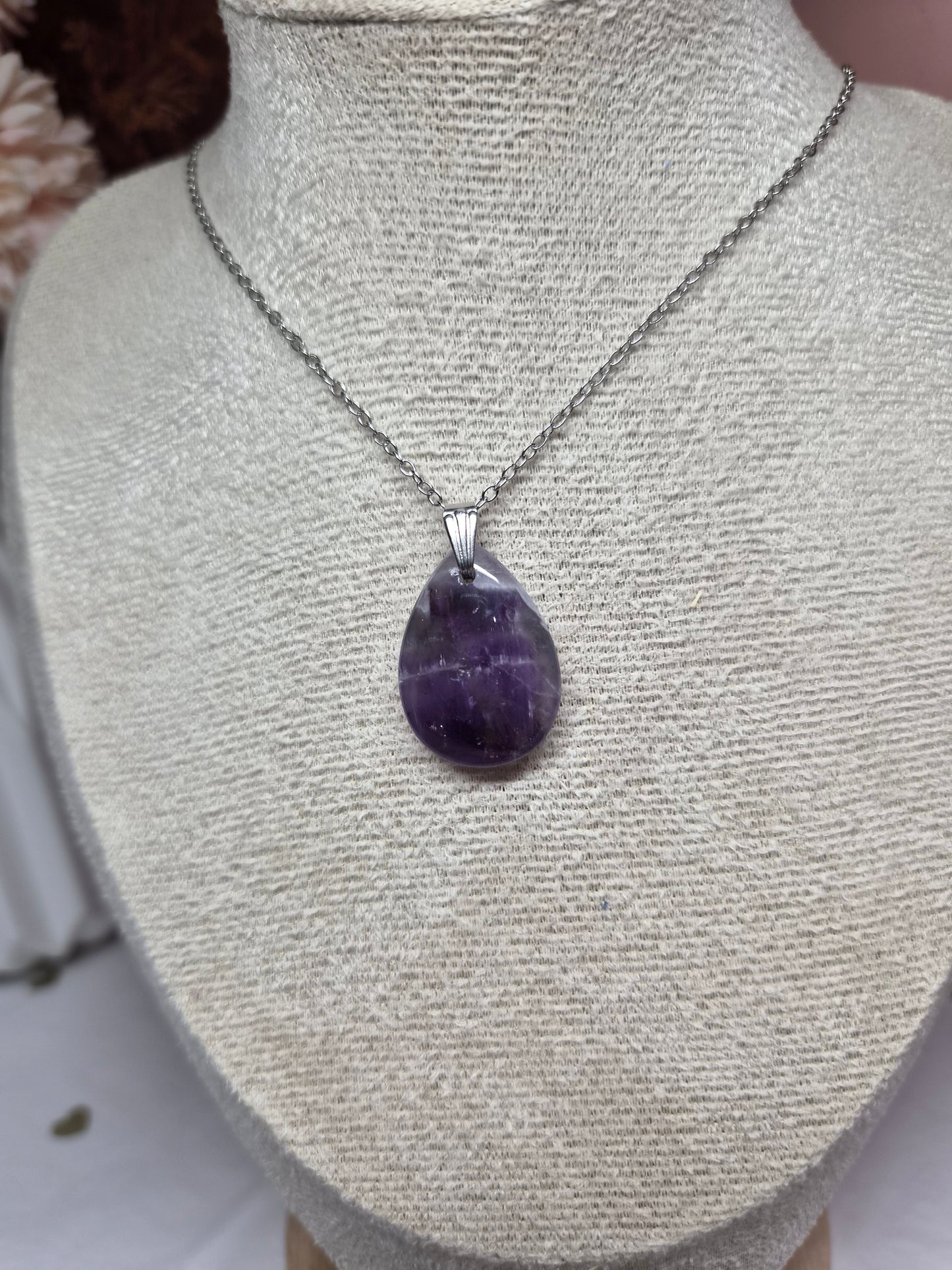 Collier Pendentif Goutte Pierre Naturelle