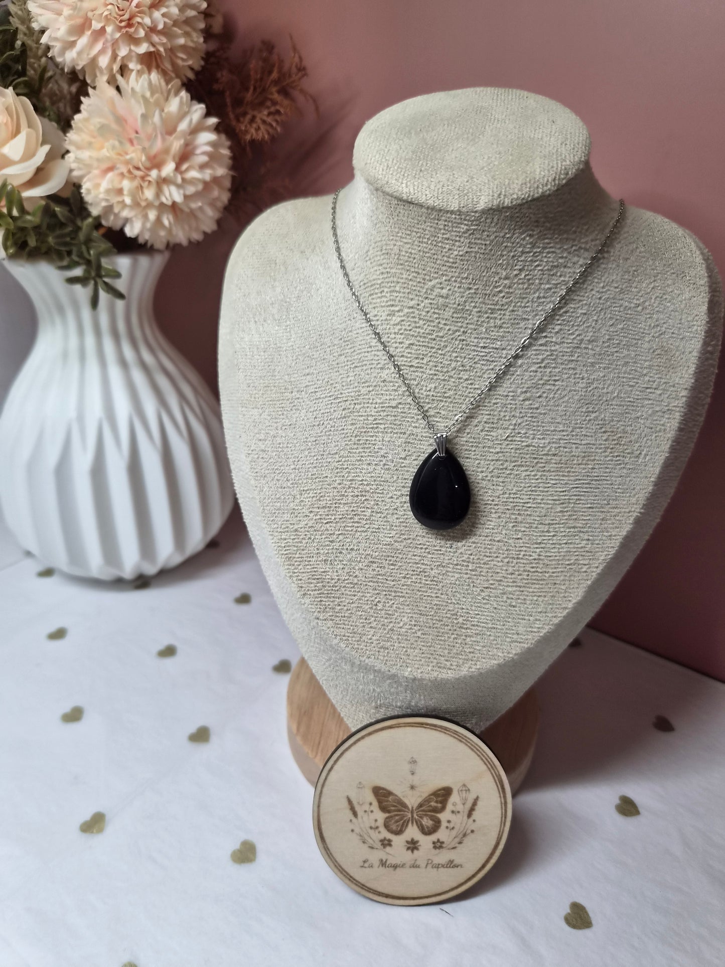 Collier Pendentif Goutte Pierre Naturelle