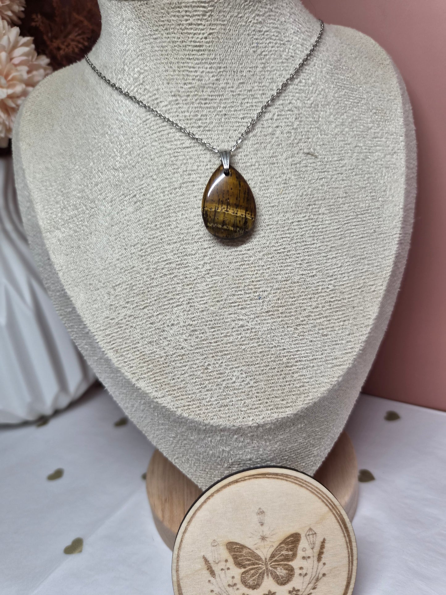 Collier Pendentif Goutte Pierre Naturelle