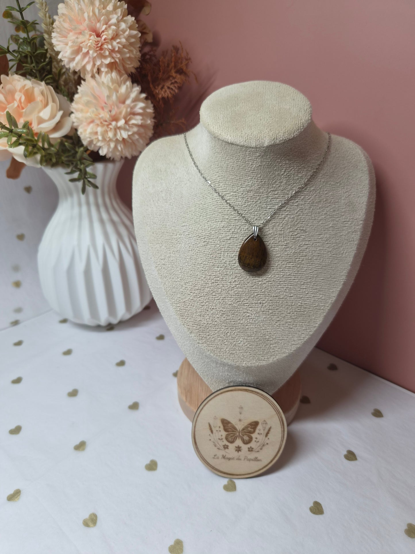 Collier Pendentif Goutte Pierre Naturelle