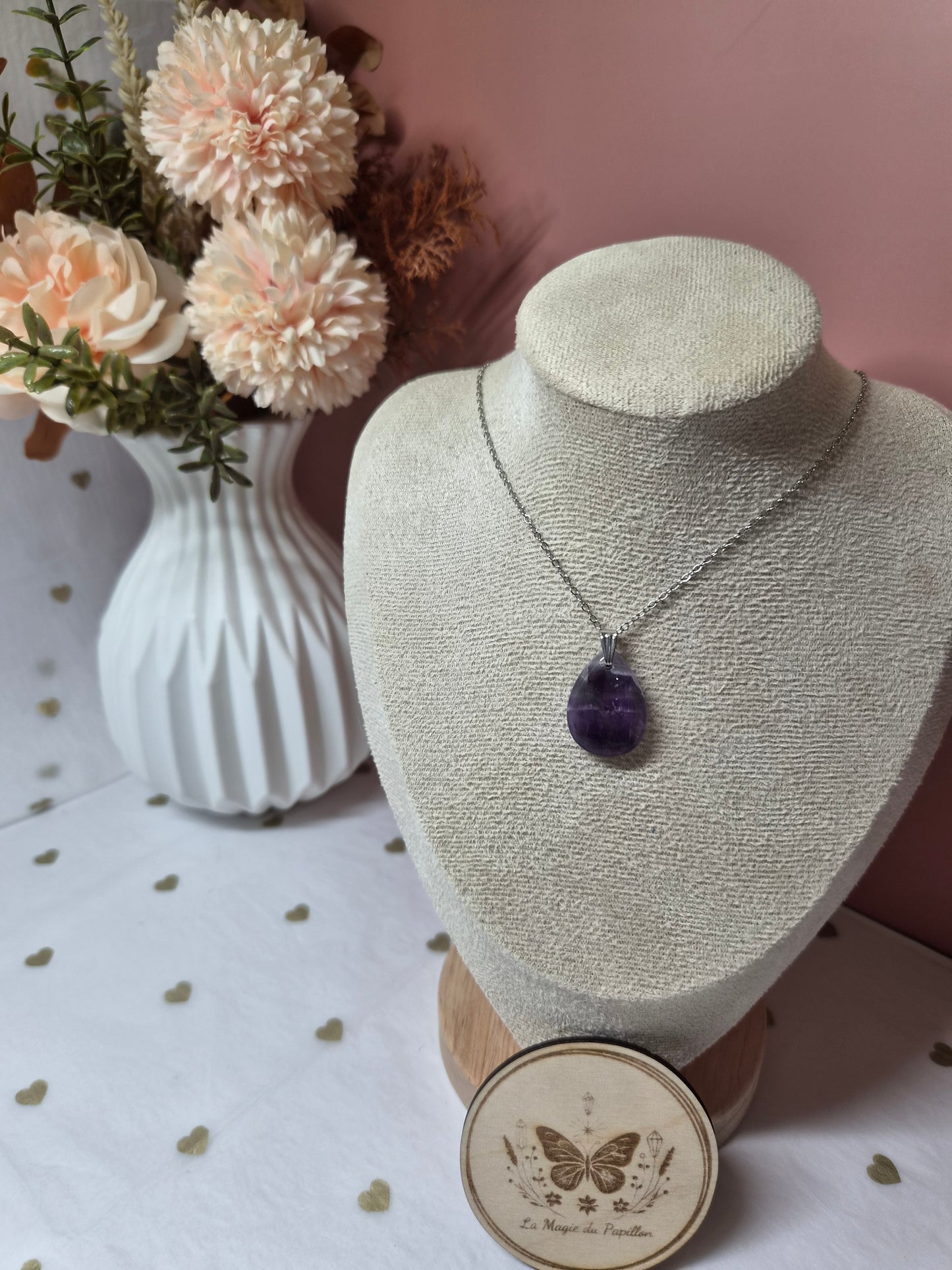 Collier Pendentif Goutte Pierre Naturelle
