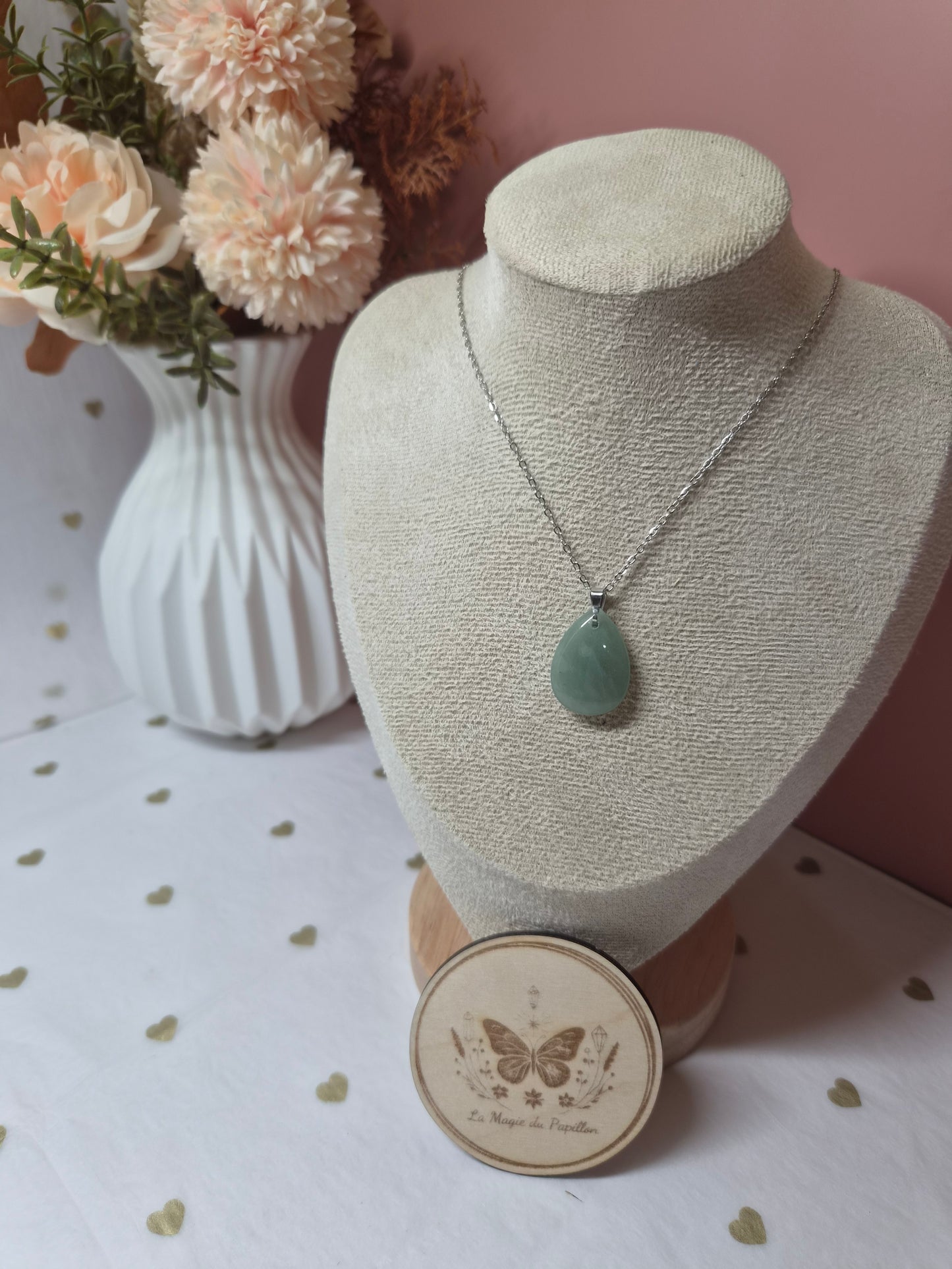 Collier Pendentif Goutte Pierre Naturelle
